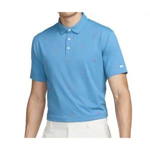 Nike Mens Golf Polo Shirt Lobster All Over Print Blue DH0945-469 TW NEW LARGE